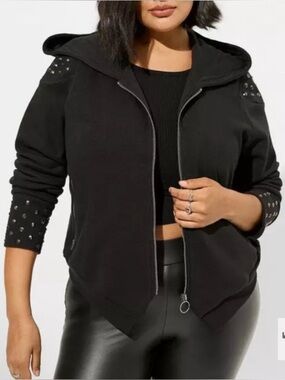 ISO  Hooded Zip-Front Jacket with Stud Accents